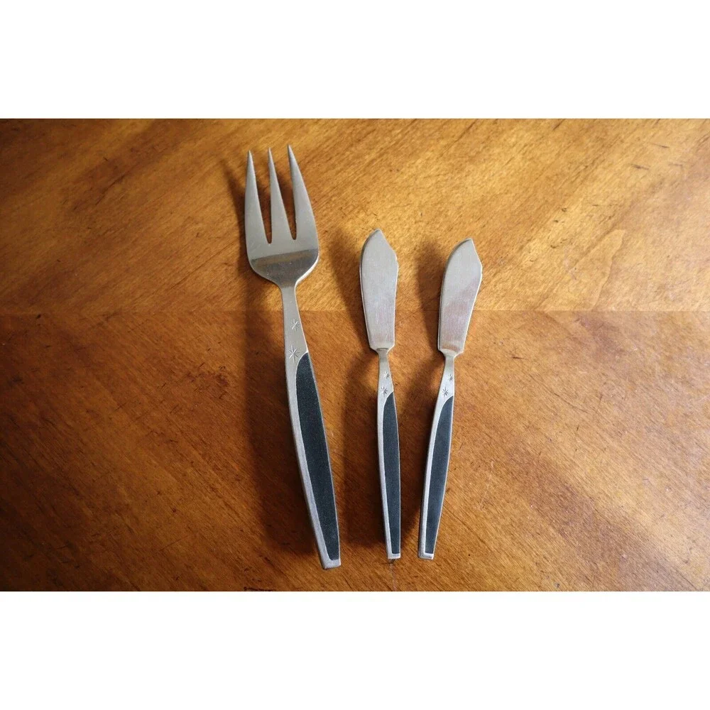 Mar-Crest MCFMCF3 Stainless Ebony 2 Star Twin Starburst: Meat Fork Spreader